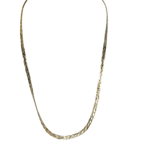 Vintage 925 Sterling Silver 19" Flat Braided Herringbone Chain Necklace Italy - Picture 1 of 8